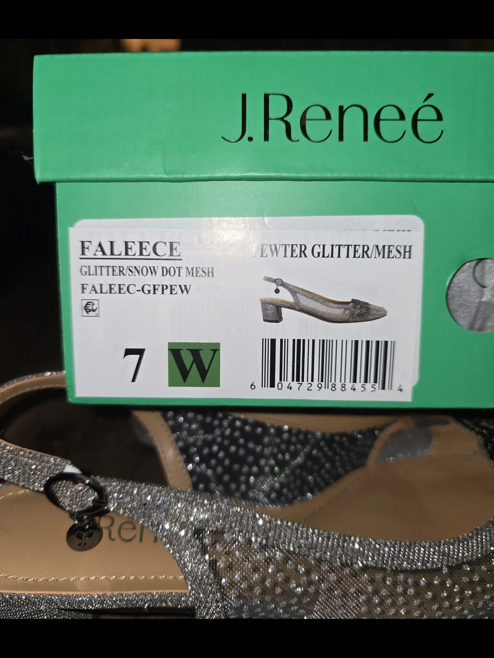 J. Renee Faleece Silver Embellished Blinv Slingback Flats size 7 Wide 1in Heel